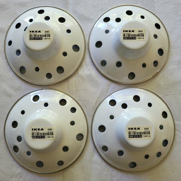 Set of 4 1980'S Ikea EMALJ pattern Enamel Tea Light Candle Holders - Picture 2 of 8